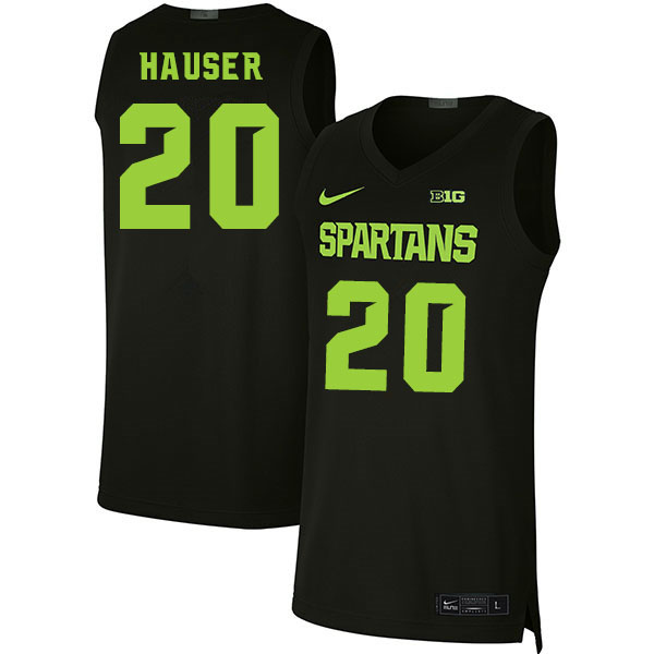 2020 Men #20 Joey Hauser Michigan State Spartans College Basketball Jerseys Sale-Black